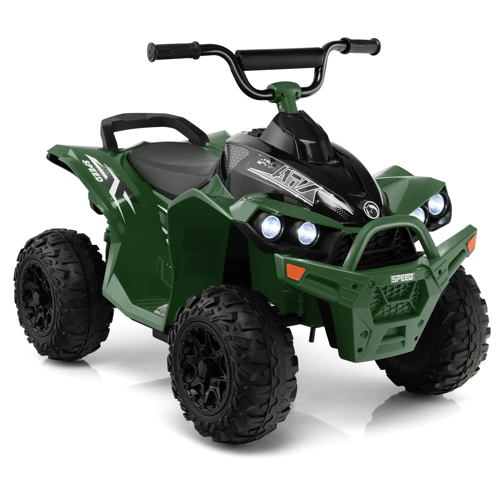 12V Kids Ride On ATV with 2 Speeds and LED Lights-Green