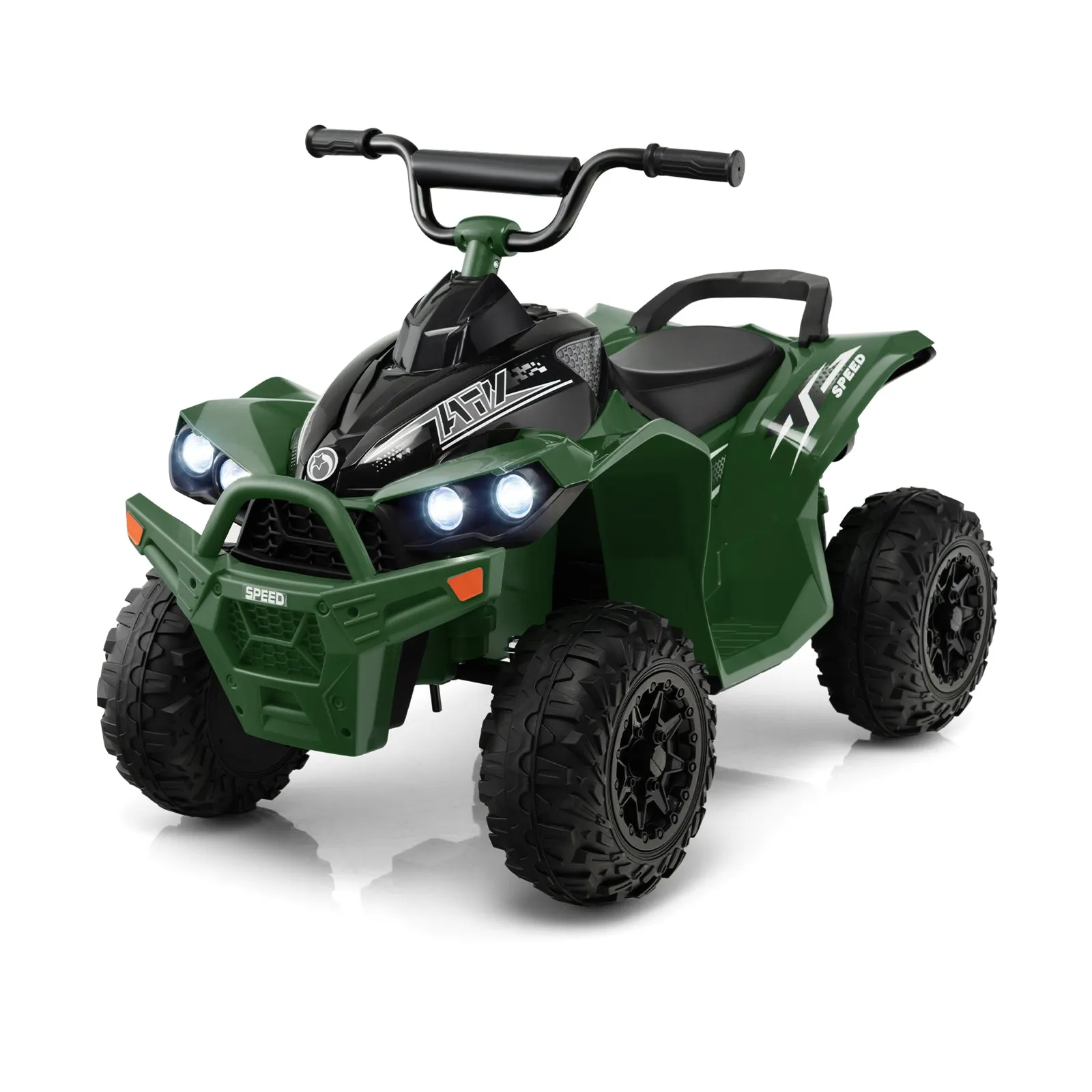 12V Kids Ride On ATV with 2 Speeds and LED Lights-Green