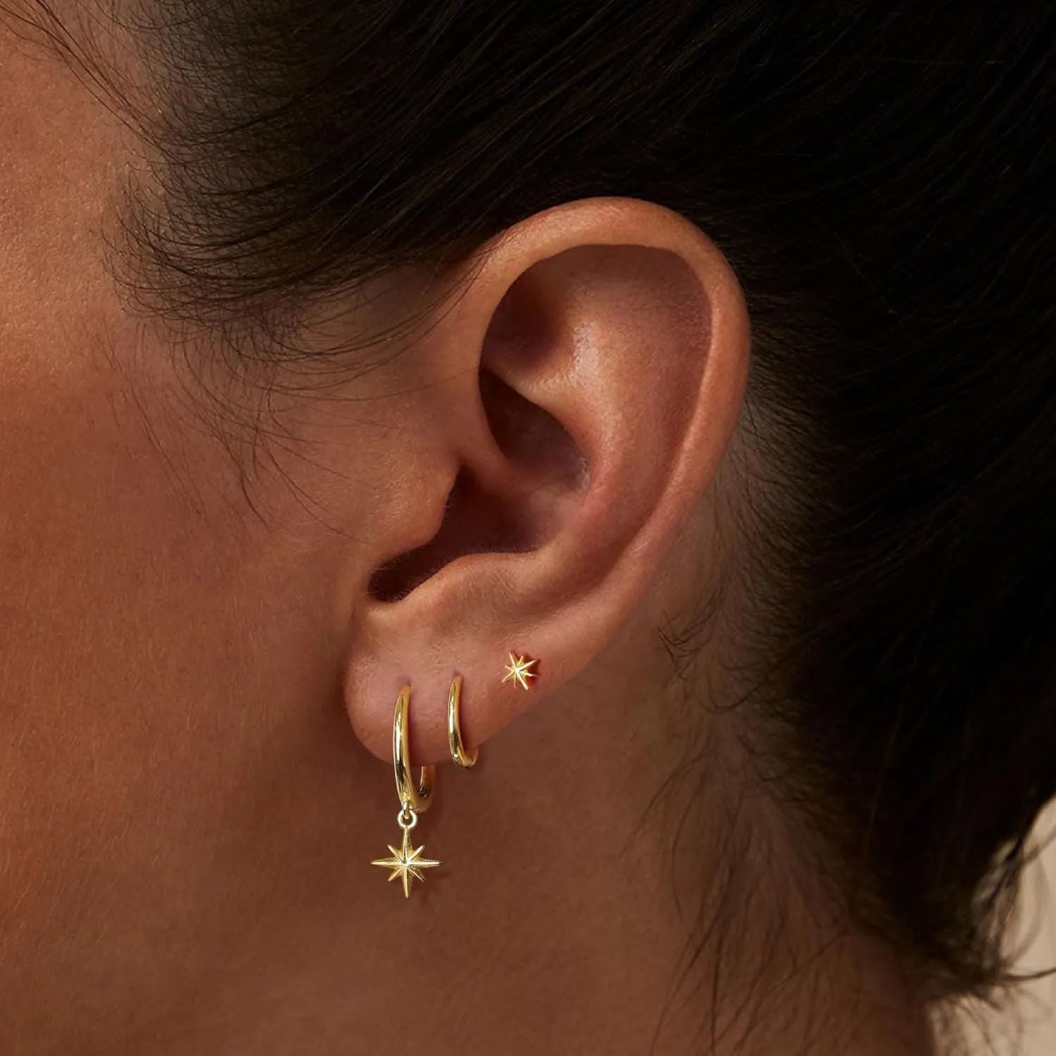3 Pairs Gold Hoop Earrings Set: Dainty Stud Earrings Trendy Small 14K Gold Plated Hypoallergenic Dangle Cartilage Huggie Hoop Earrings for Women Gold Jewelry for Women Gifts