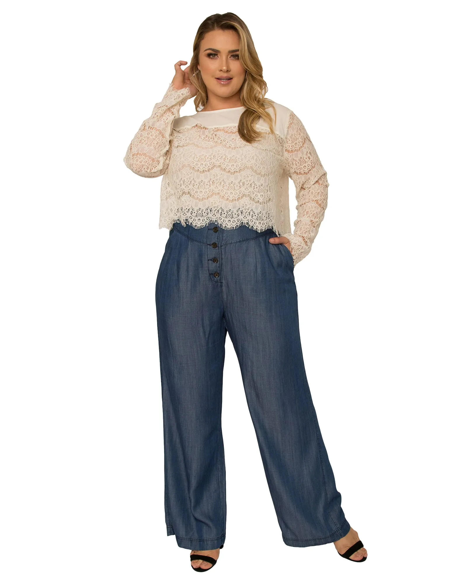 Abigail High Rise Wide Leg Pant | Dark Indigo