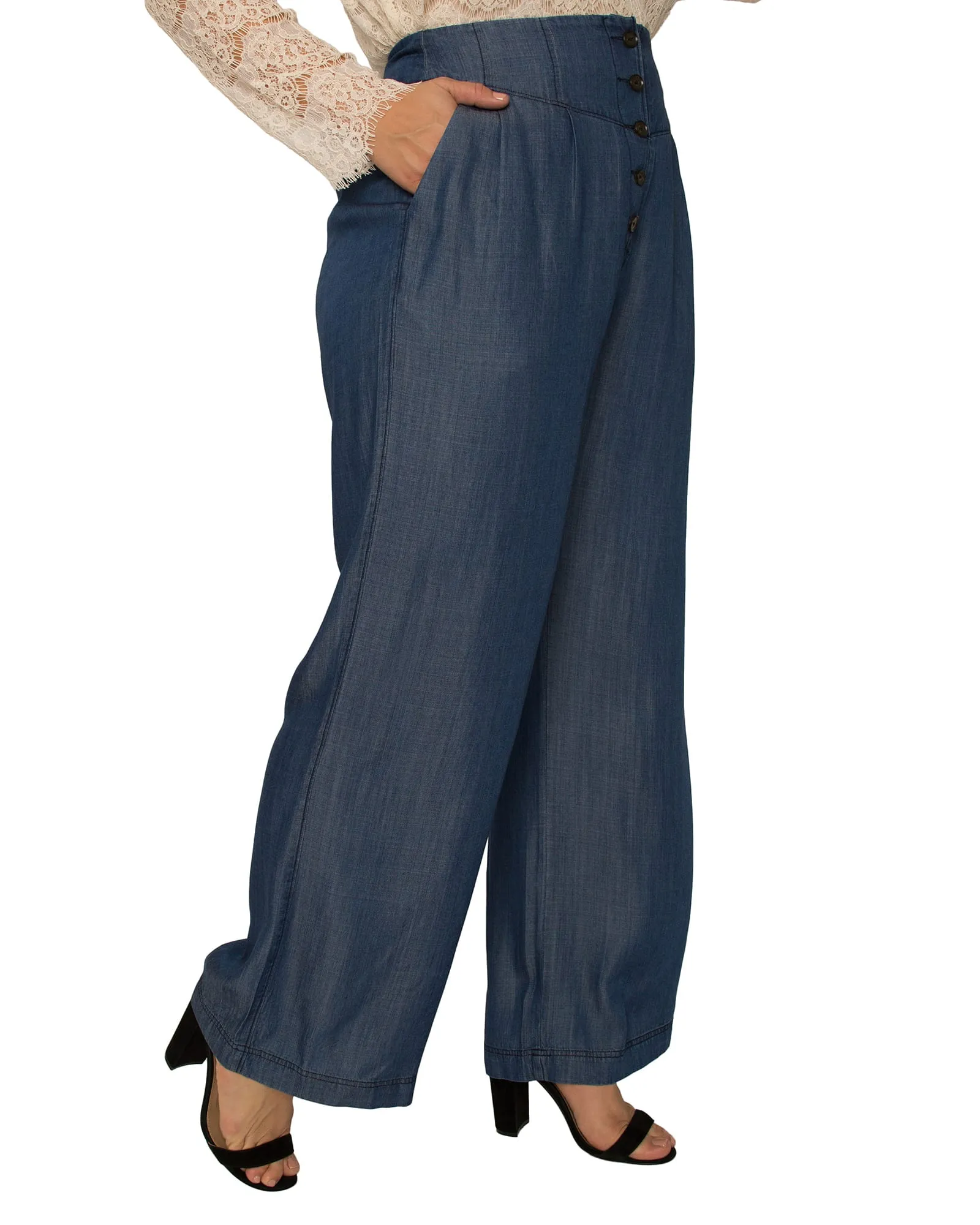 Abigail High Rise Wide Leg Pant | Dark Indigo
