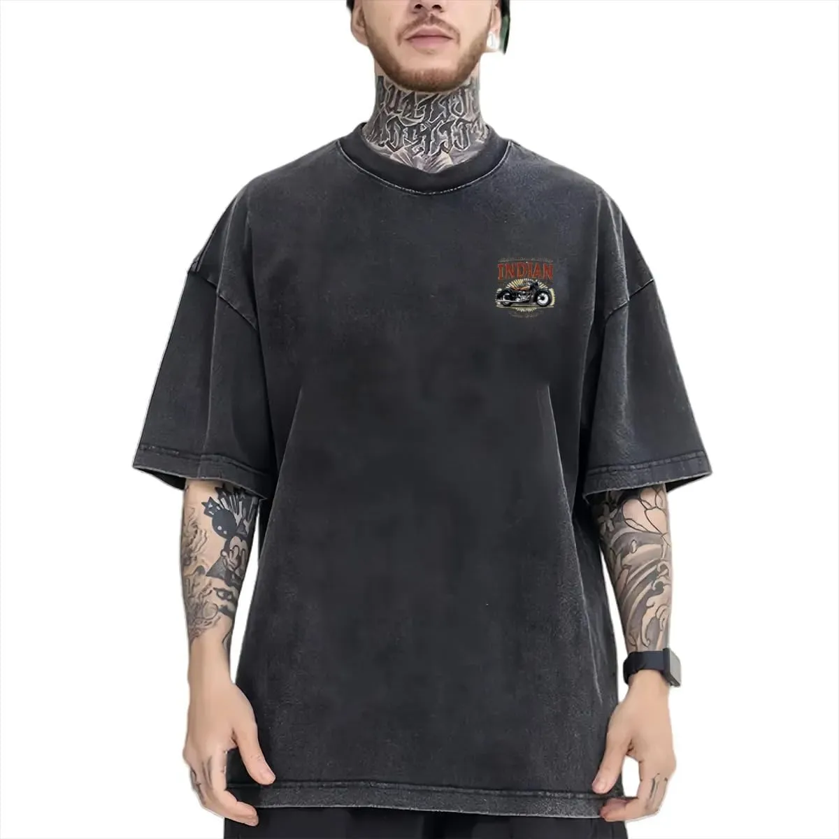 American Route 66 Classic Two Sides Retro Short Sleeve Shirt Men's Round Neck Sports T-Shirt