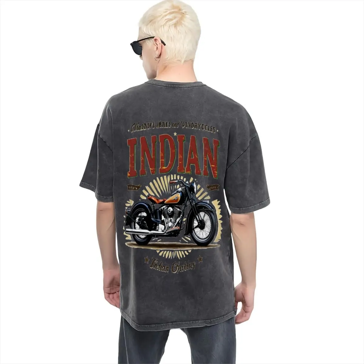 American Route 66 Classic Two Sides Retro Short Sleeve Shirt Men's Round Neck Sports T-Shirt