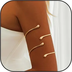 Aonklot Arm Cuff Layered Bracelet Adjustable Upper Arm Cuff Bangle Gold Jewelry Gifts for Women Boho Summer Beach Essentials