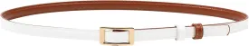 AWAYTR Skinny Reversible Leather Belt - Hole Free Thin Waist Belt for Women Jeans Dress with Gold Buckle