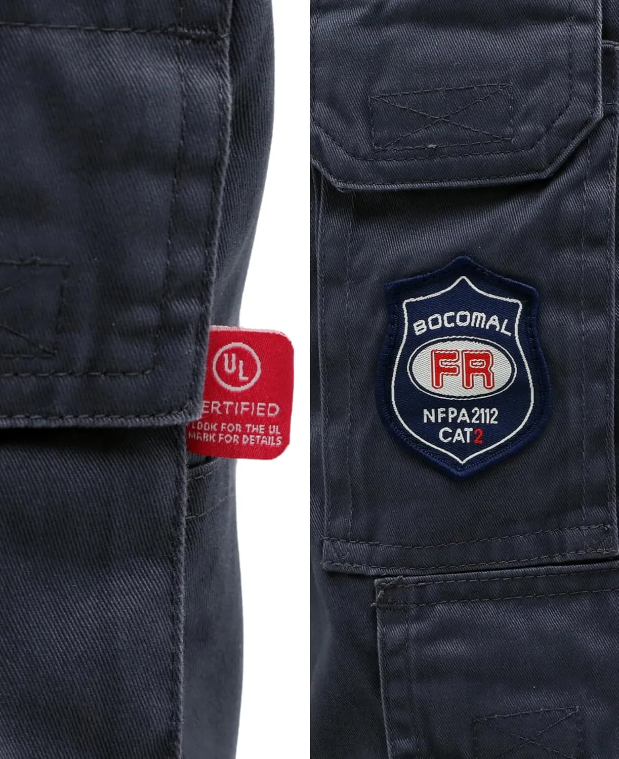 BOCOMAL FR Pants for Men Cargo Pockets Flame Resistant/Fire Retardant Elastic Waist Water & Oil Repellent Finish