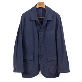 Chore blazer in garment dyed blue stretch cotton brushed twill