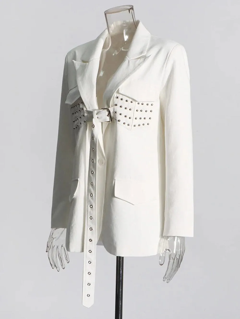 Danai Spliced Button Belt Blazer