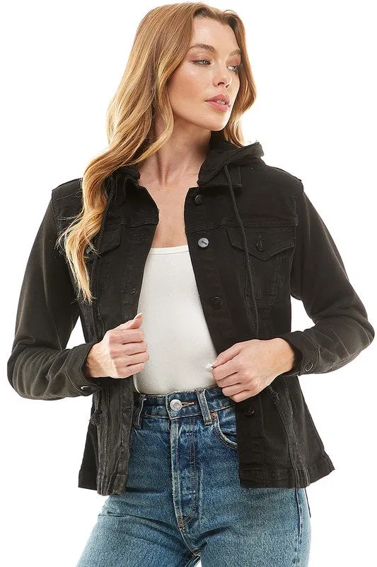 Destroyed Denim Jacket With Detachable Hood