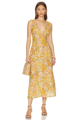 FAITHFULL THE BRAND Venere Midi Dress in Junie Floral Print