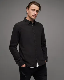 Gleason Press Ramskull AllSaints Studded Denim Shirt, Washed Black