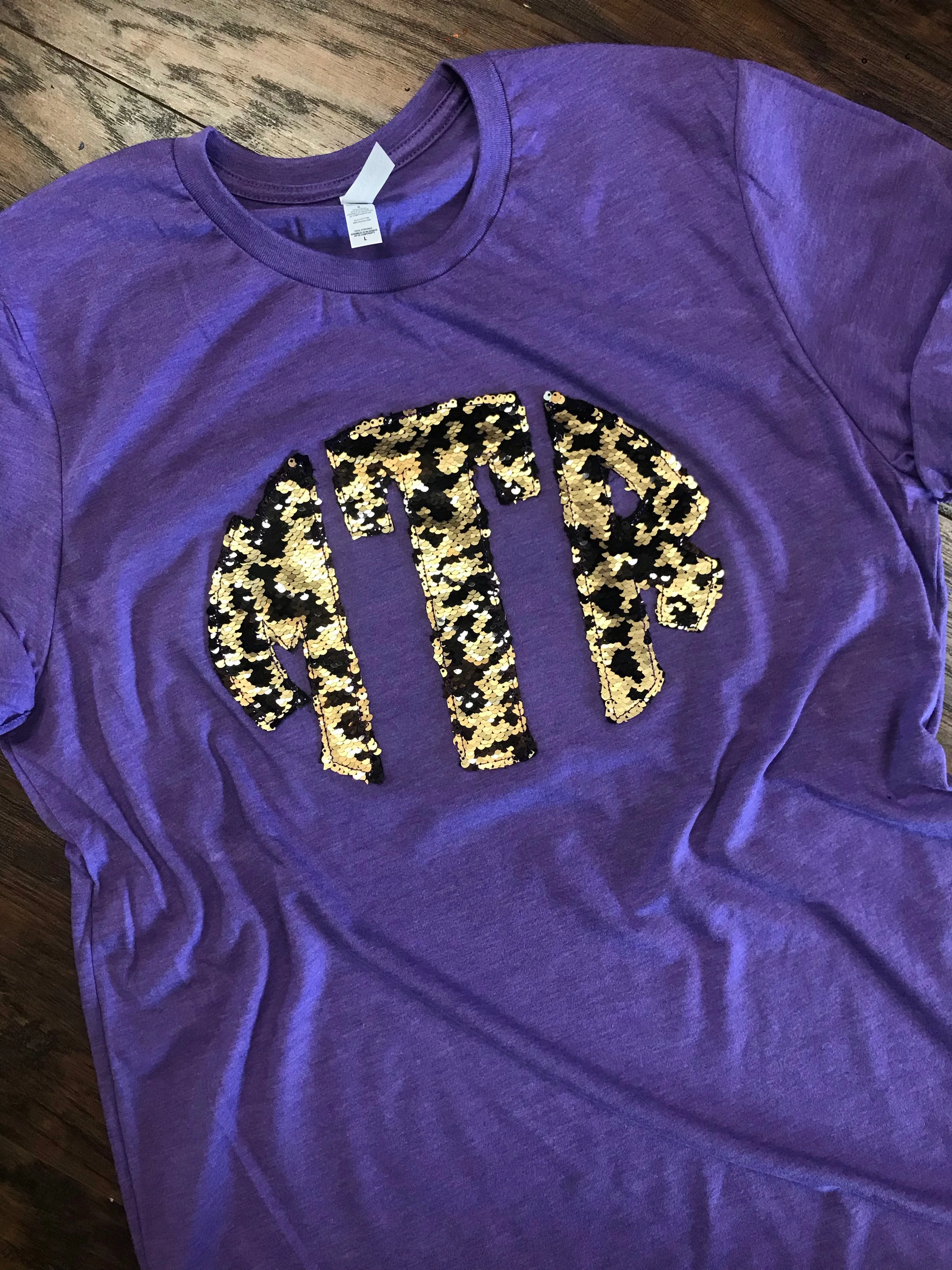 Leopard Mermaid Sequin Monogrammed T Shirt
