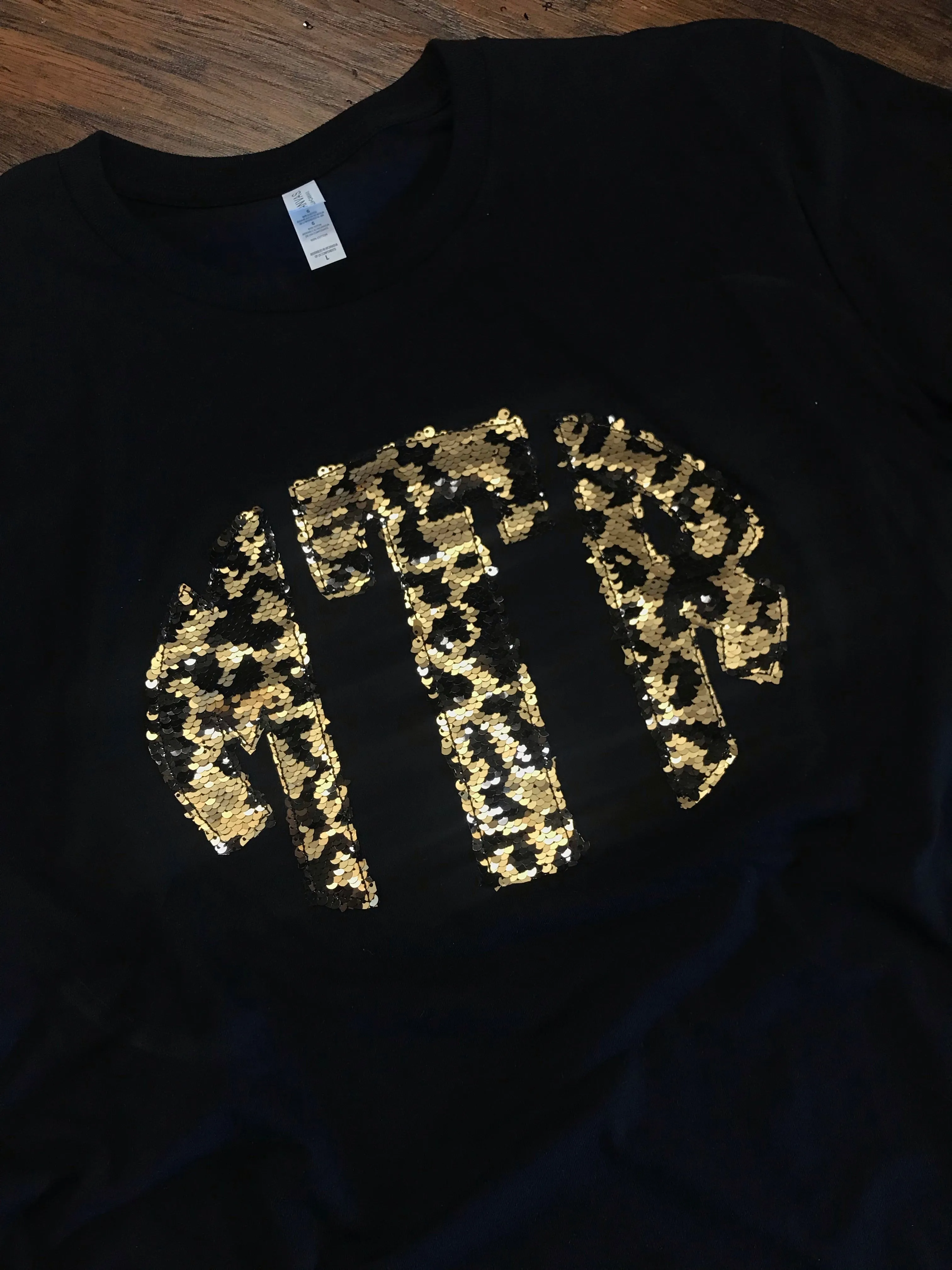 Leopard Mermaid Sequin Monogrammed T Shirt