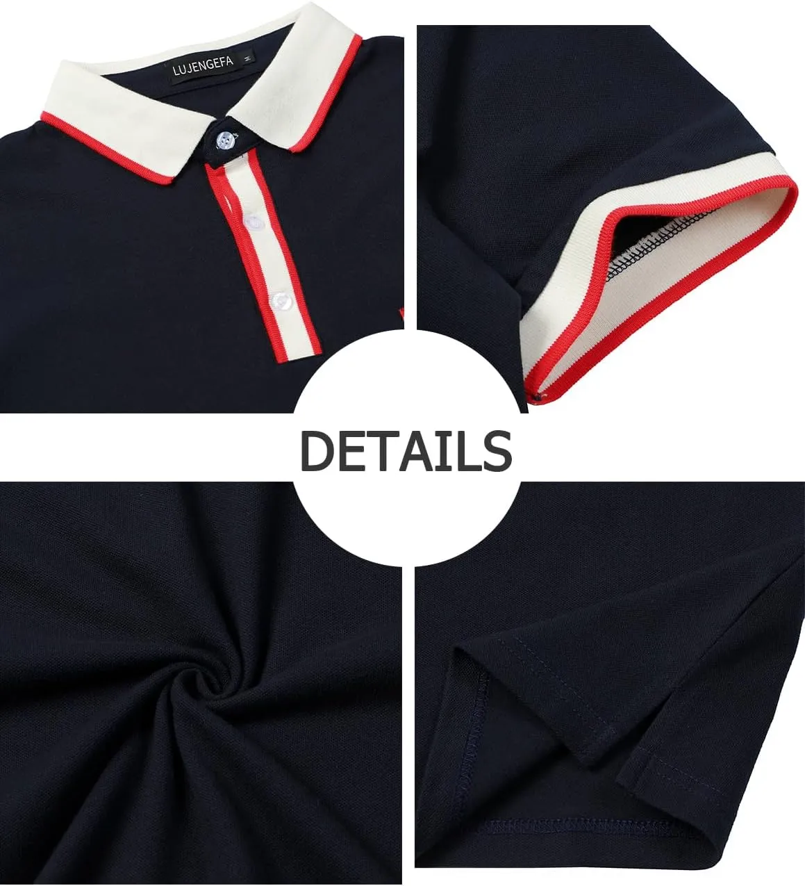 Men's Polo Shirts Short Sleeve Striped Contrast Collar Golf Polo with Pocket Casual Cotton T Shirts for Men