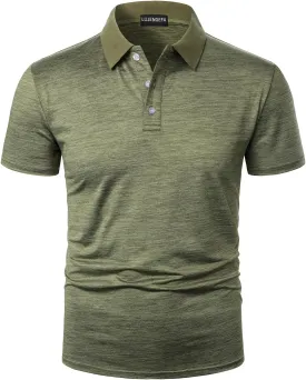 Men's Polo Shirts Short Sleeve Striped Contrast Collar Golf Polo with Pocket Casual Cotton T Shirts for Men