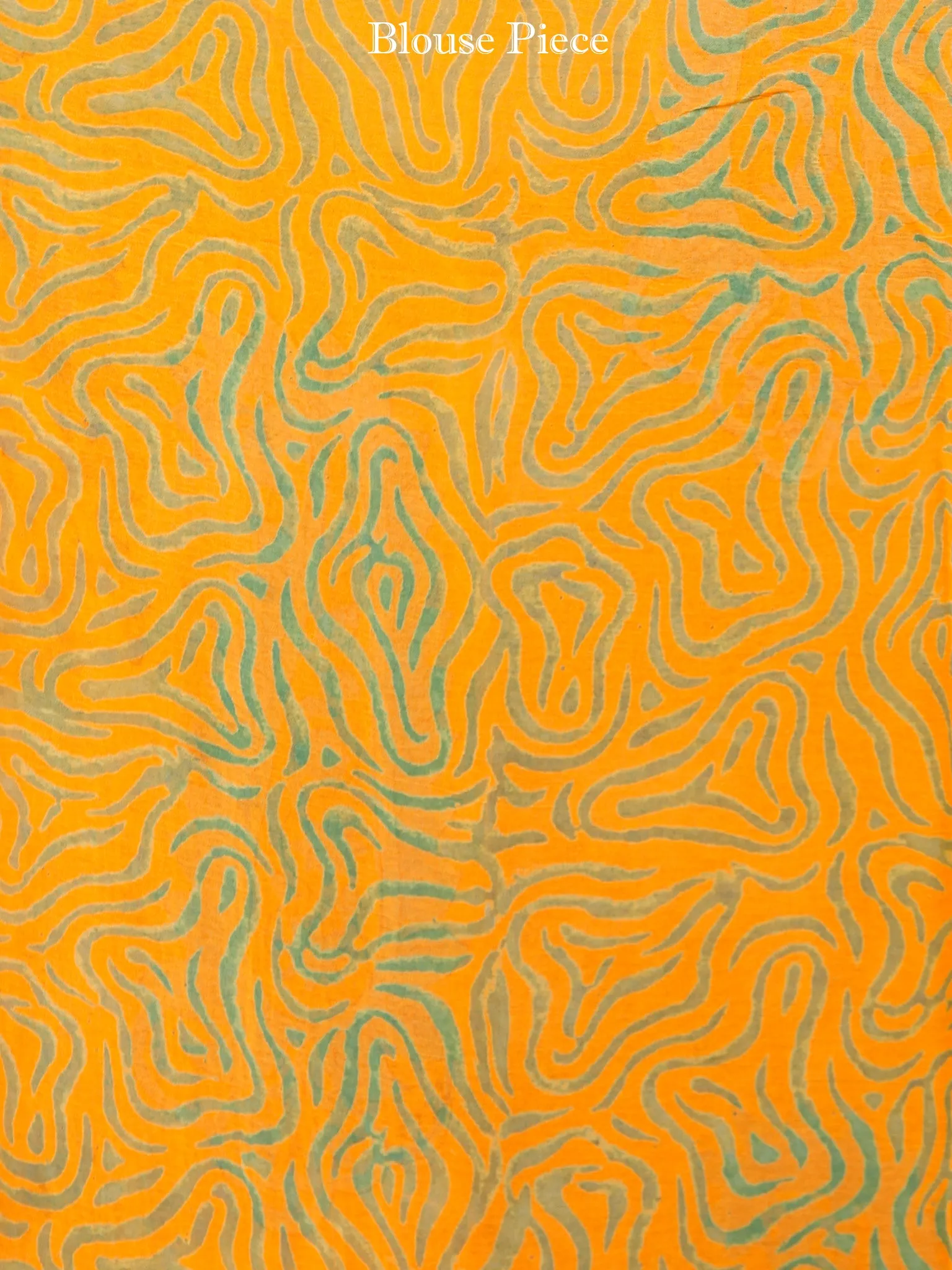 Orange Green Hand Block Printed Chiffon Saree with Zari Border - S031703422