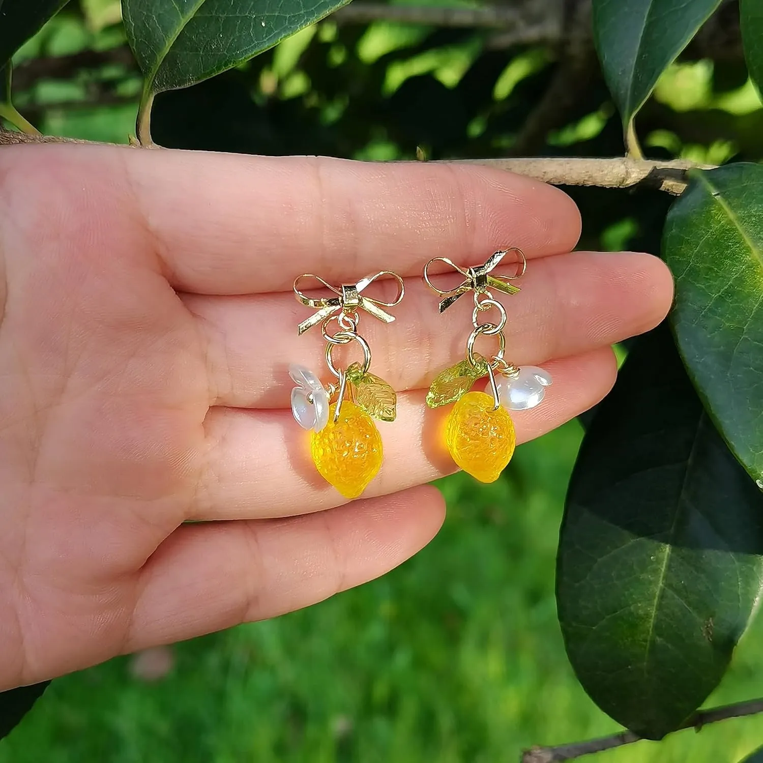 Orange Lemon Strawberry Imported Czech Glass Beads Earrings Handmade Bowtie Fruits Dangling Stud Earrings For Women