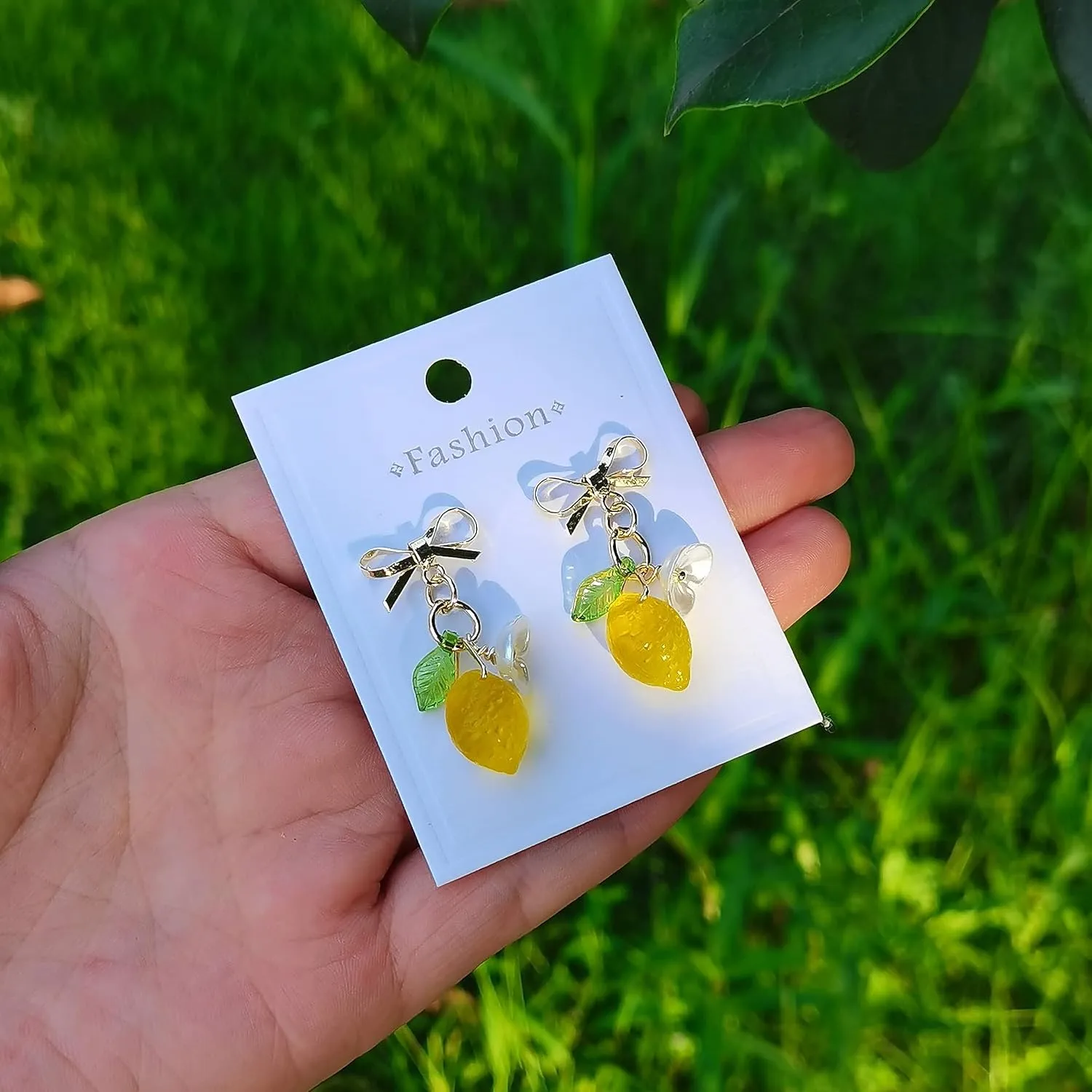 Orange Lemon Strawberry Imported Czech Glass Beads Earrings Handmade Bowtie Fruits Dangling Stud Earrings For Women