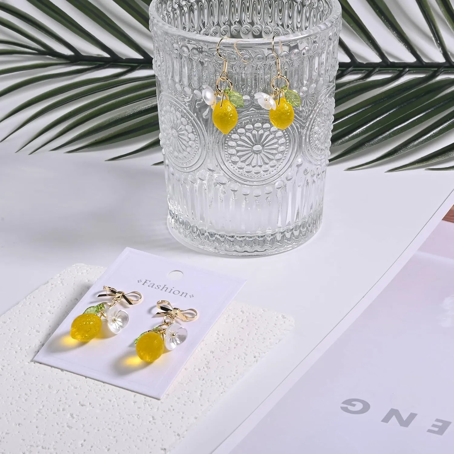 Orange Lemon Strawberry Imported Czech Glass Beads Earrings Handmade Bowtie Fruits Dangling Stud Earrings For Women