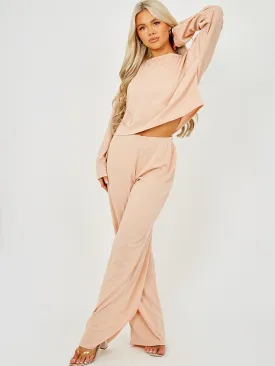 Pink Off Shoulder Ribbed Co-ord