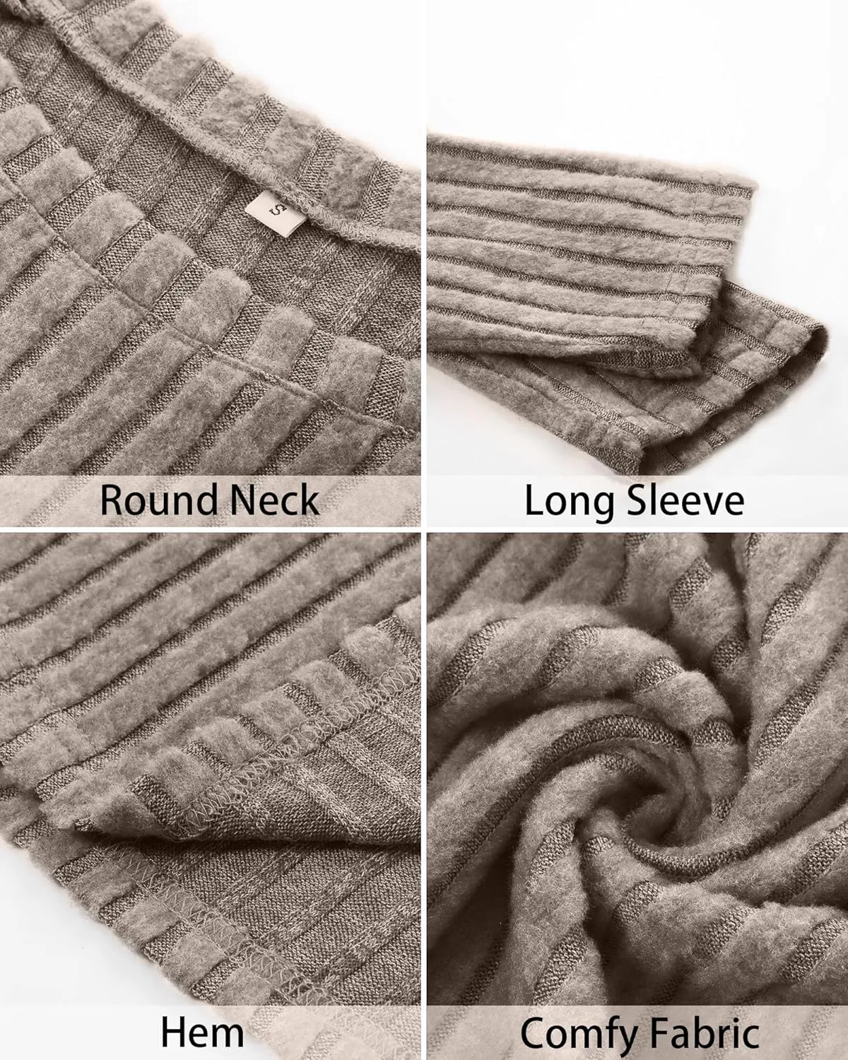 Riyiper 3 Pack Women's Long Sleeve Sweater Tunic Dresses - Loose Fitting Knit Crew Neck for Casual Fall Winter