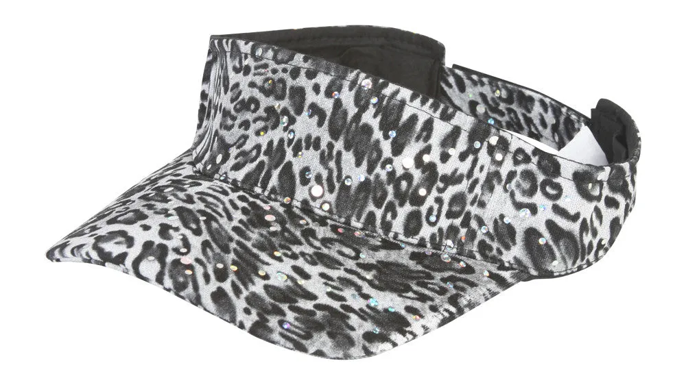 TopHeadwear Womens Glitter Animal Print Adjustable Visor