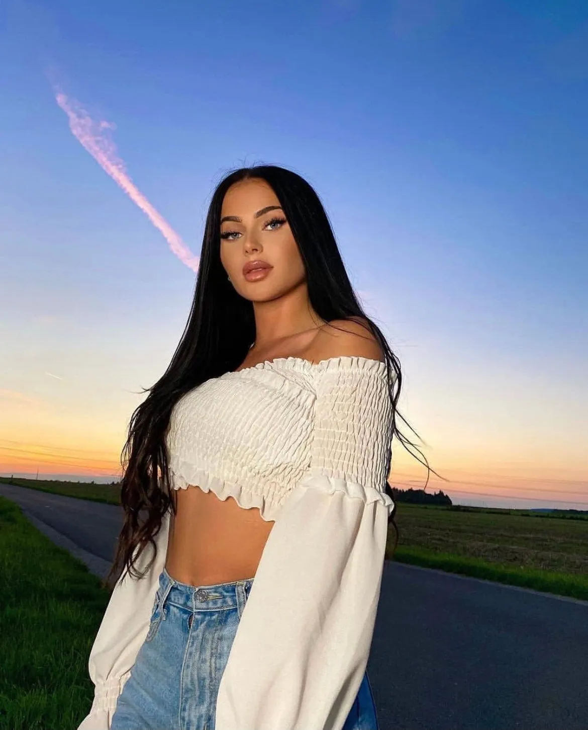 White Bardot  Crop Top