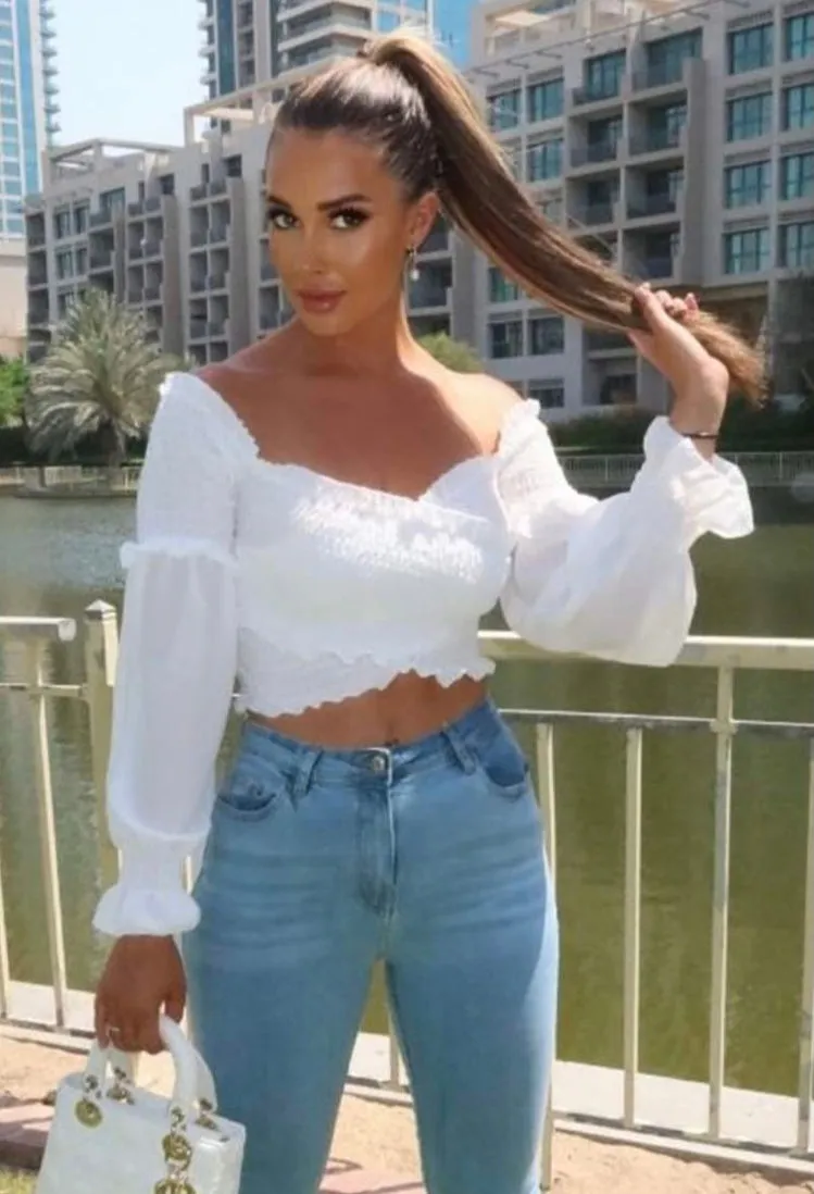 White Bardot  Crop Top
