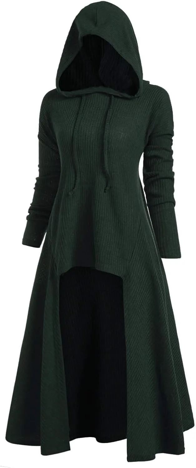 Women's Hooded High Low Drop Shoulder Longline Sweater