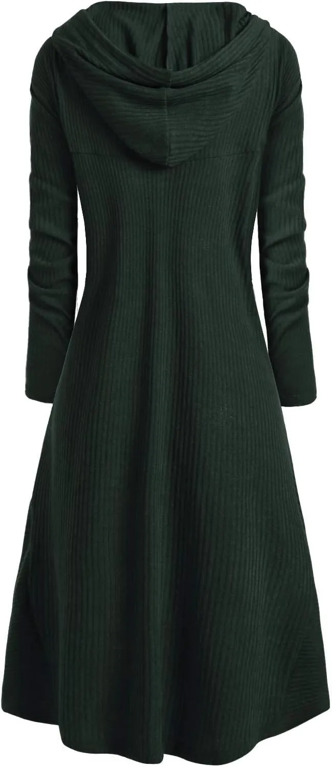 Women's Hooded High Low Drop Shoulder Longline Sweater