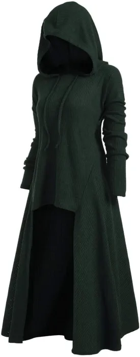 Women's Hooded High Low Drop Shoulder Longline Sweater