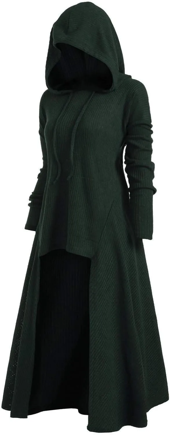 Women's Hooded High Low Drop Shoulder Longline Sweater