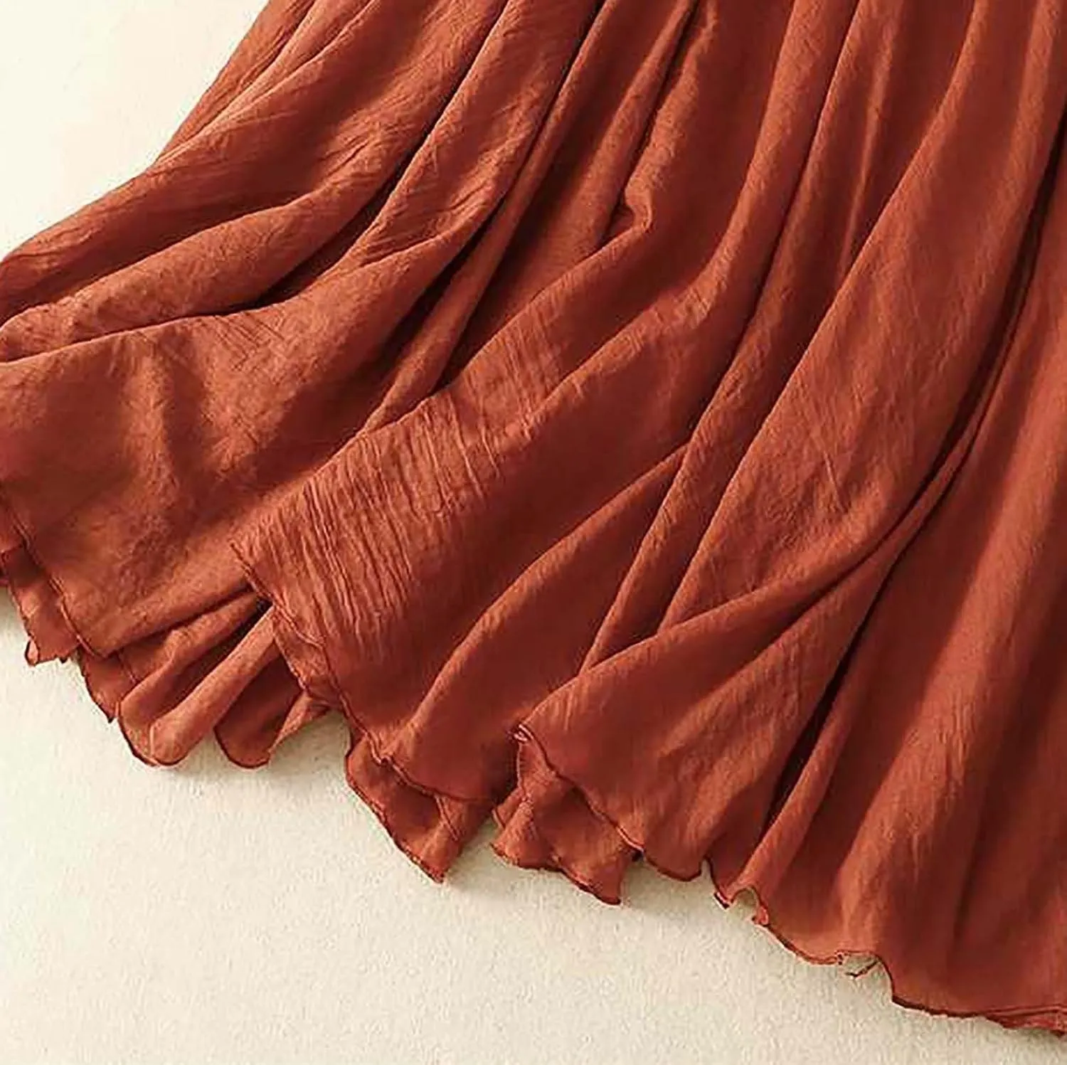 Women's Summer Bohemian Elastic Waist Long Flowy Cotton Linen Skirt Renaissance Casual Lightweight Maxi Skirt 2025
