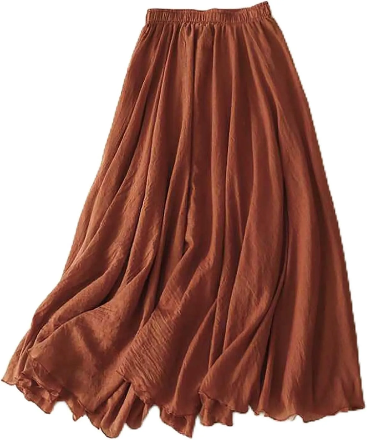 Women's Summer Bohemian Elastic Waist Long Flowy Cotton Linen Skirt Renaissance Casual Lightweight Maxi Skirt 2025